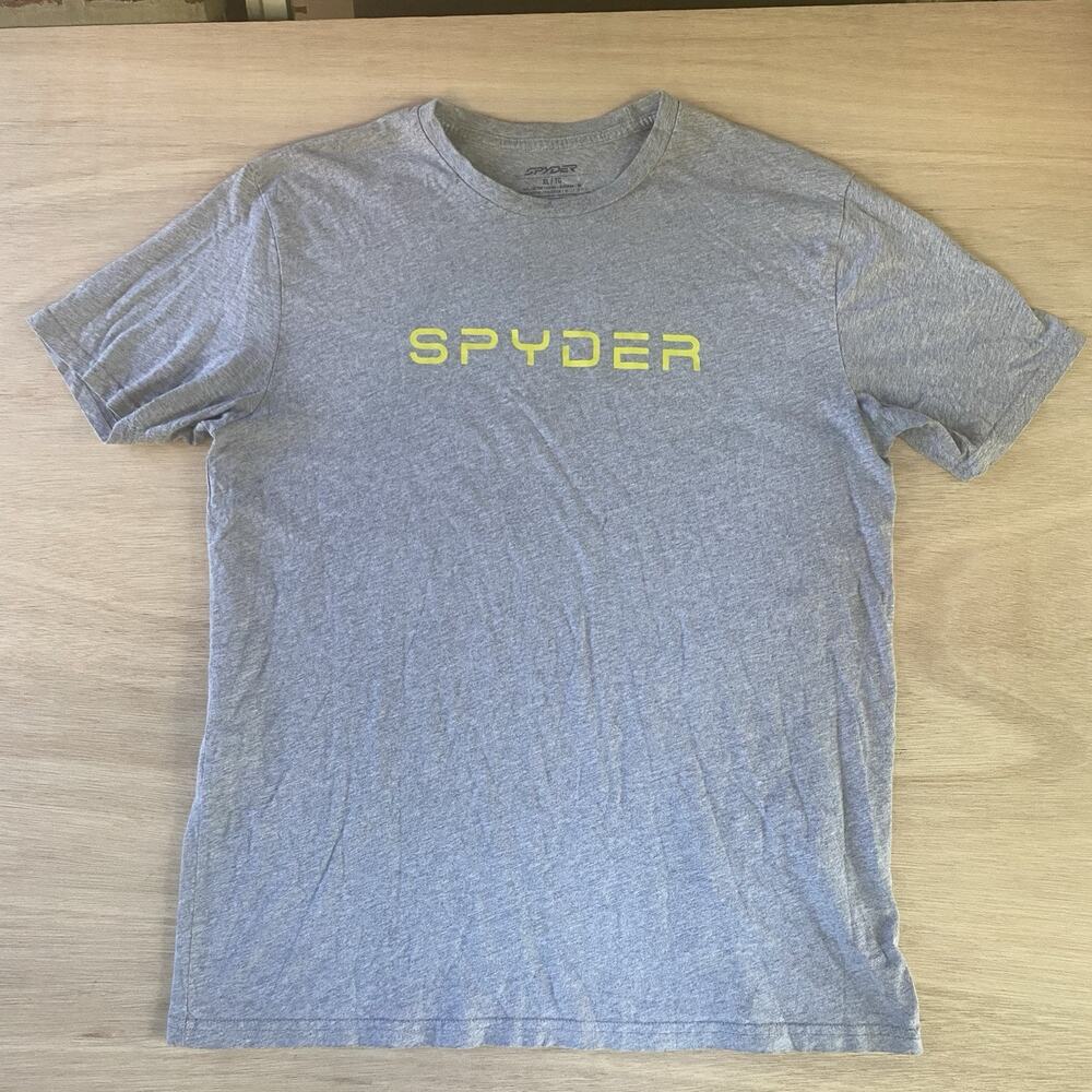 Spyder Relaxed T-shirt Men XL Gray Yellow Graphic Print Logo